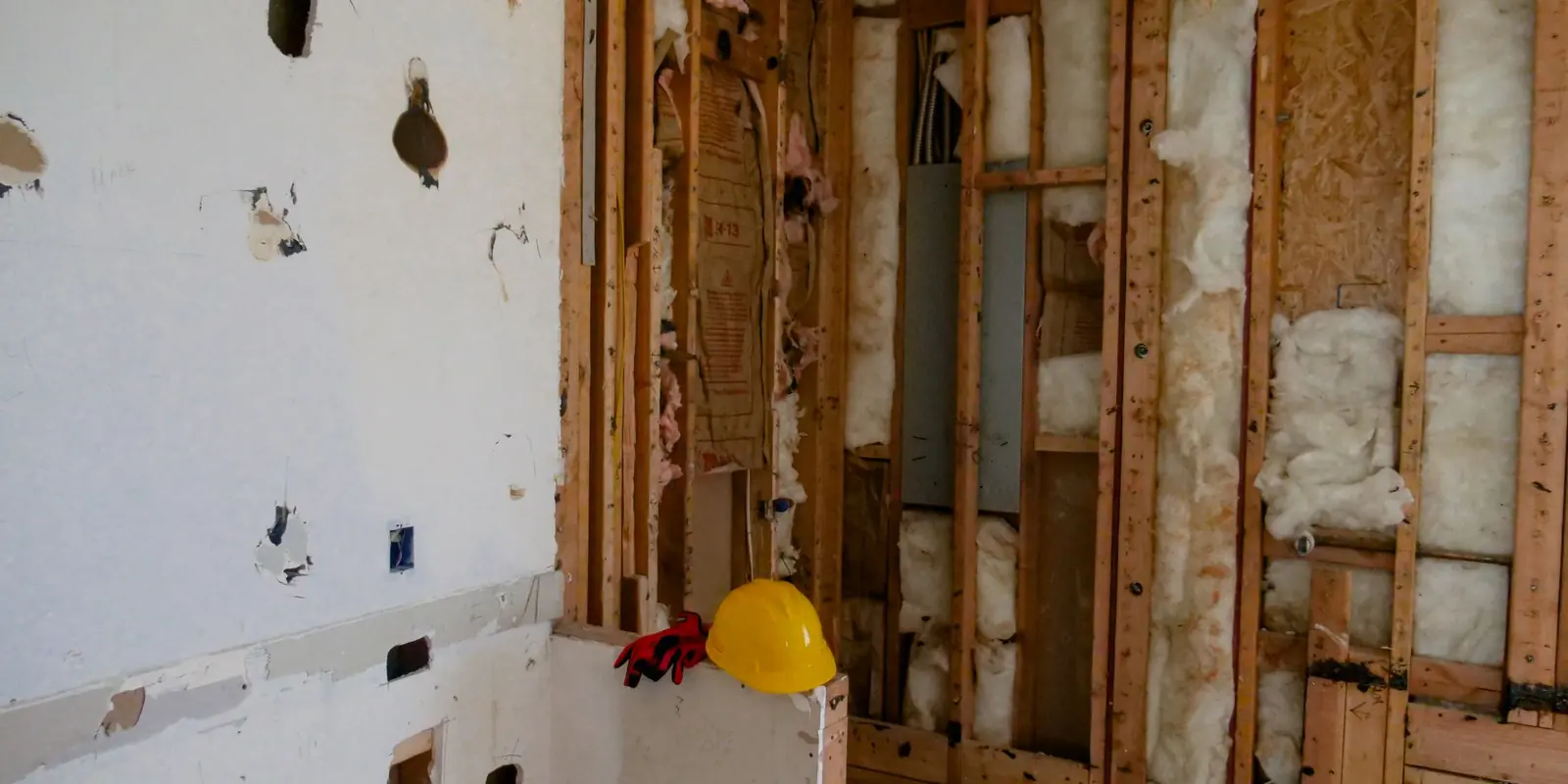 Chantier d'isolation et de doublage intérieur en cours